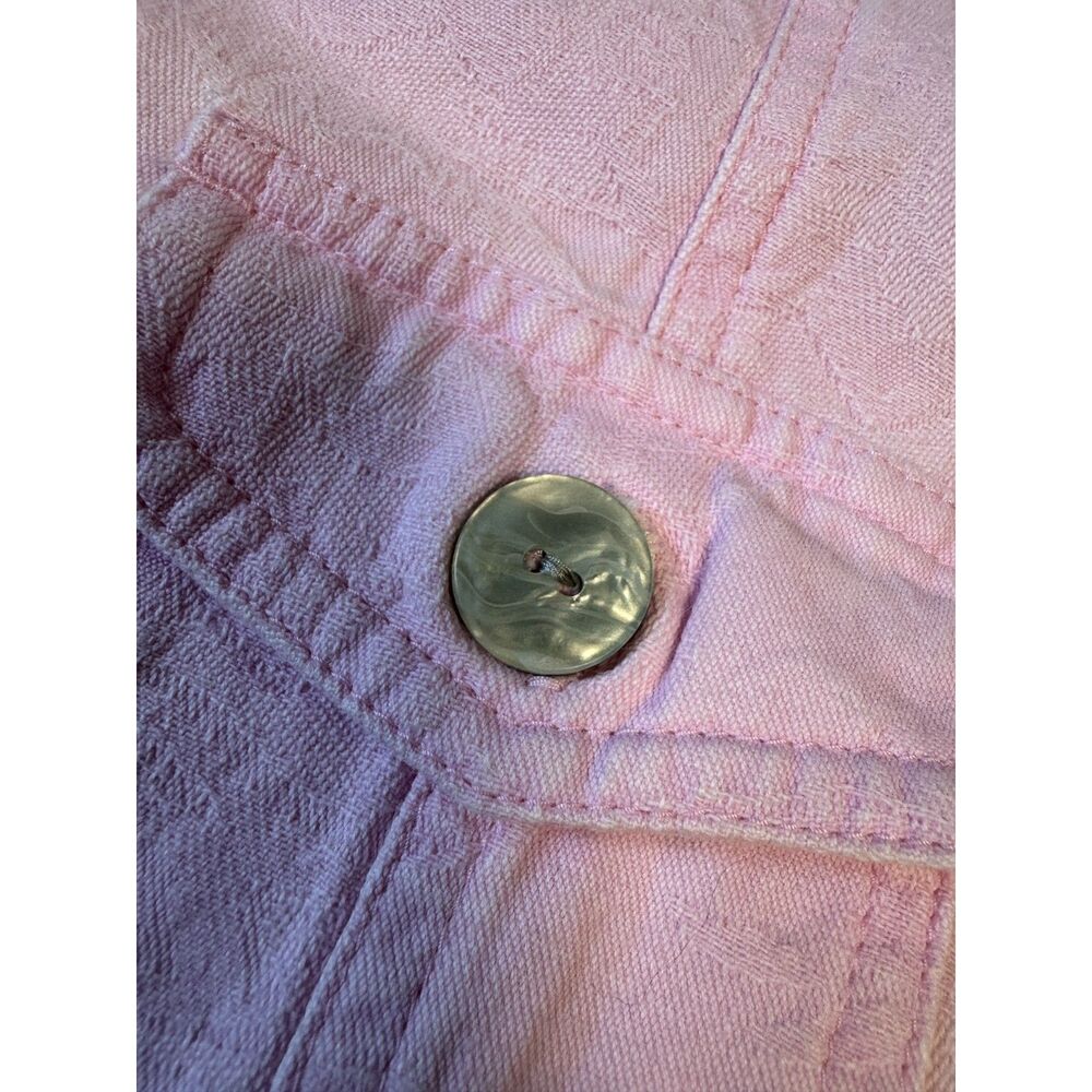 J. Jill Pink Cotton Textured Jacket Size L Button Front Casual Spring Jacket - Picture 3 of 9